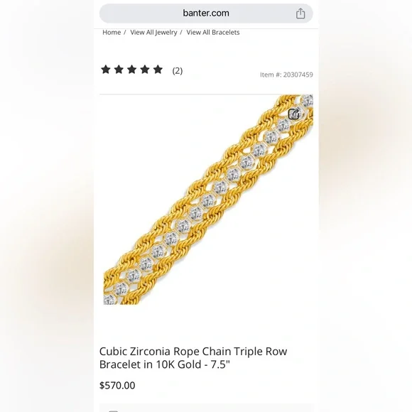 Cubic Zirconia 10 K Gold Bracelet For Women
